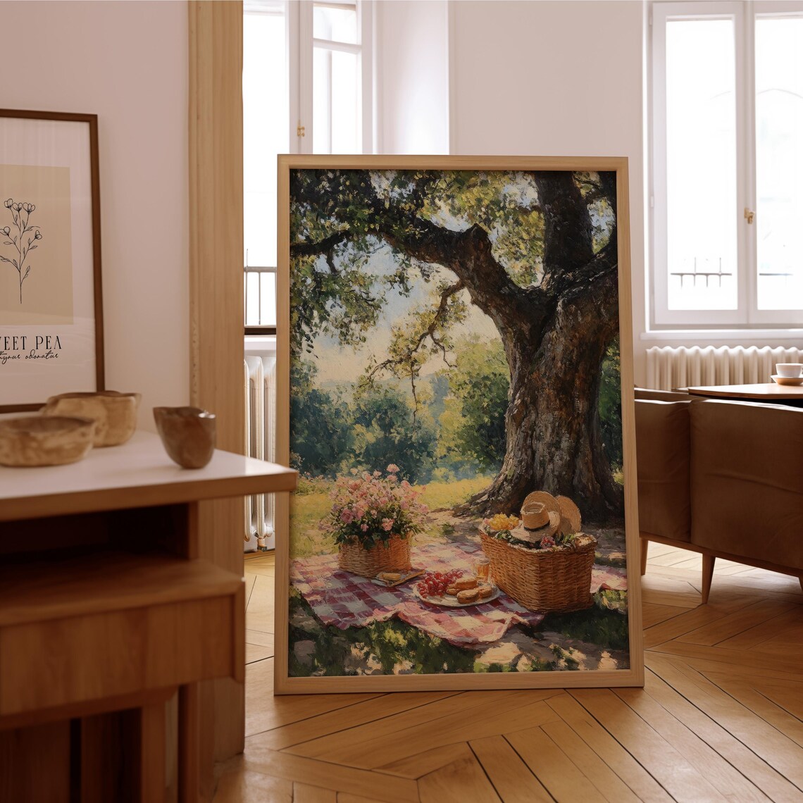Impressionist Picnic Scene Vintage Oil Painting Poster