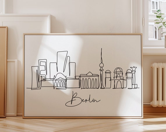 Berlin Skyline, Black and White Travel Poster Print