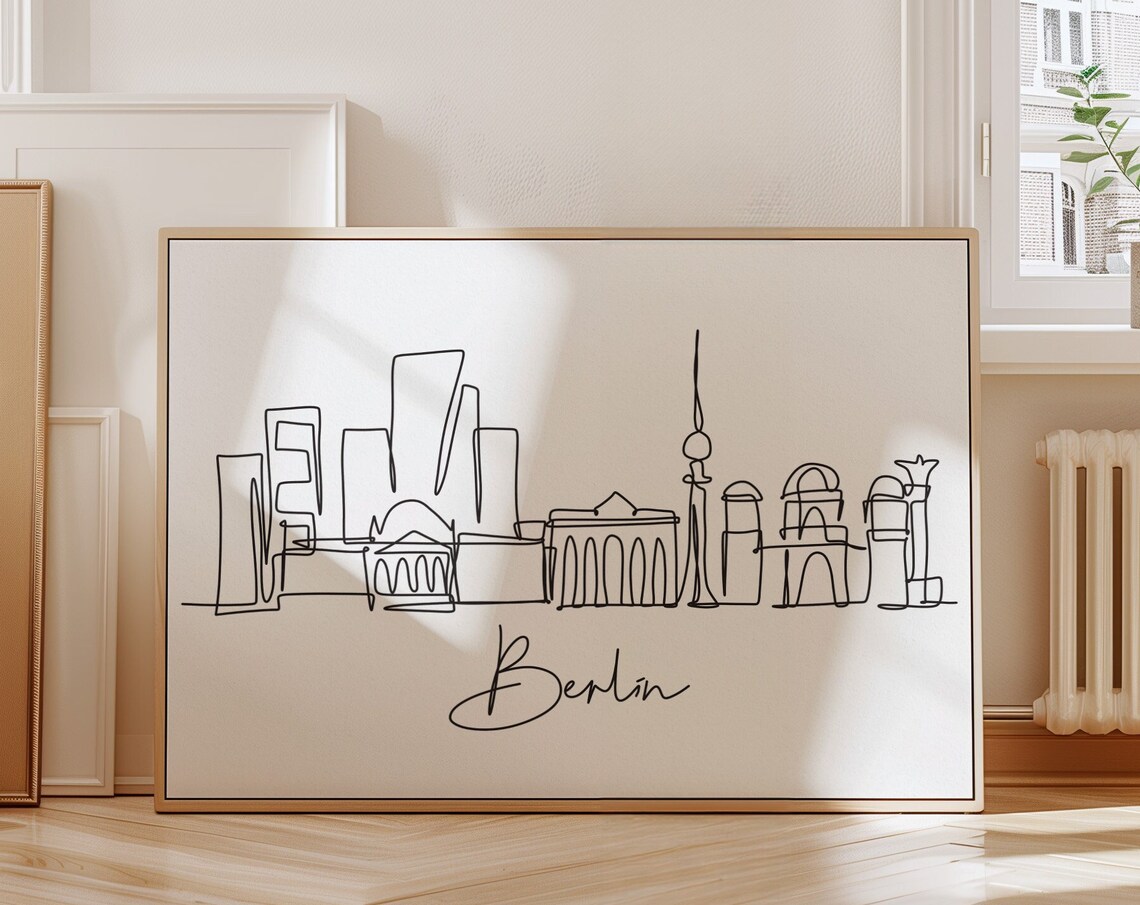 Berlin Skyline, Black and White Travel Poster Print