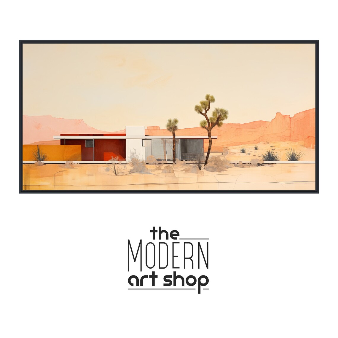 Southwest Architecture Abstract Painting, Mid-Century Modern - Image 4