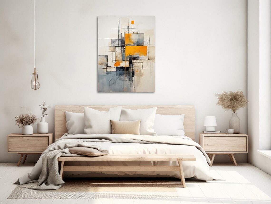 Large Abstract Wall Art Framed Print Modern Abstract Expressionist Painting Orange Black Artwork Just In Time - Image 2