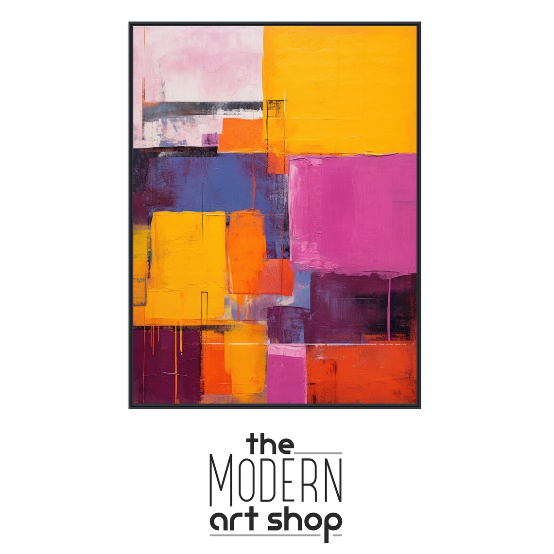 Bold Painterly Color Blocks Yellow Pink Magenta Abstract Art Poster - Image 4
