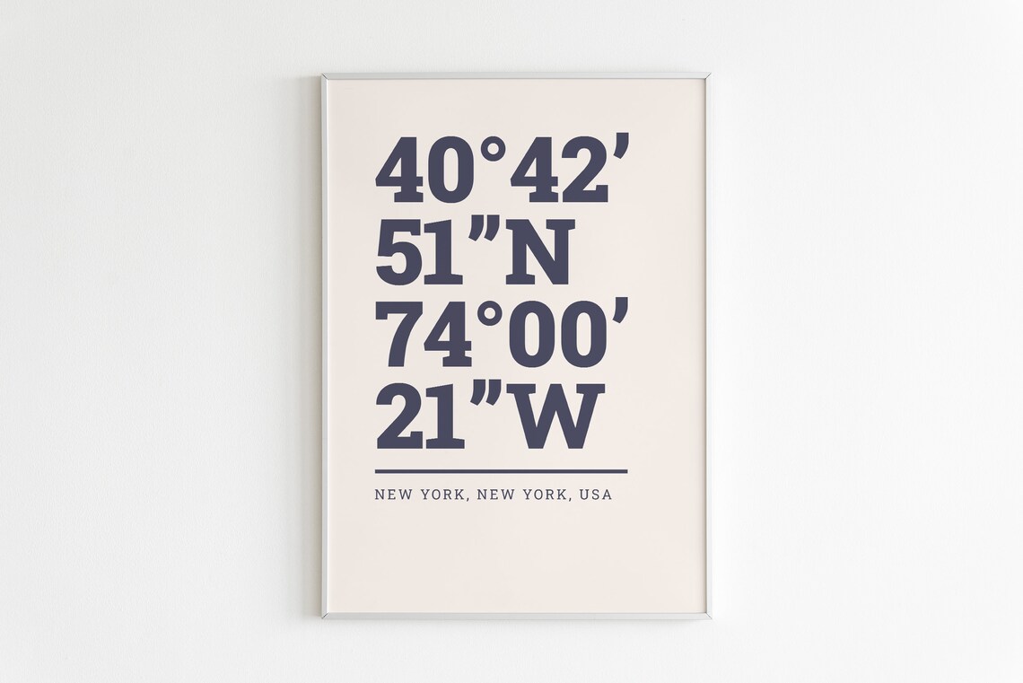 New York City Coordinates Typography Bold Minimalist Art Poster