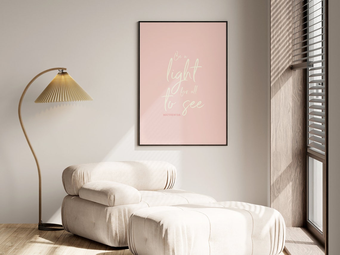 Be a Light for All to See Matthew 5:16 Pink Christian Scripture Poster - Image 2