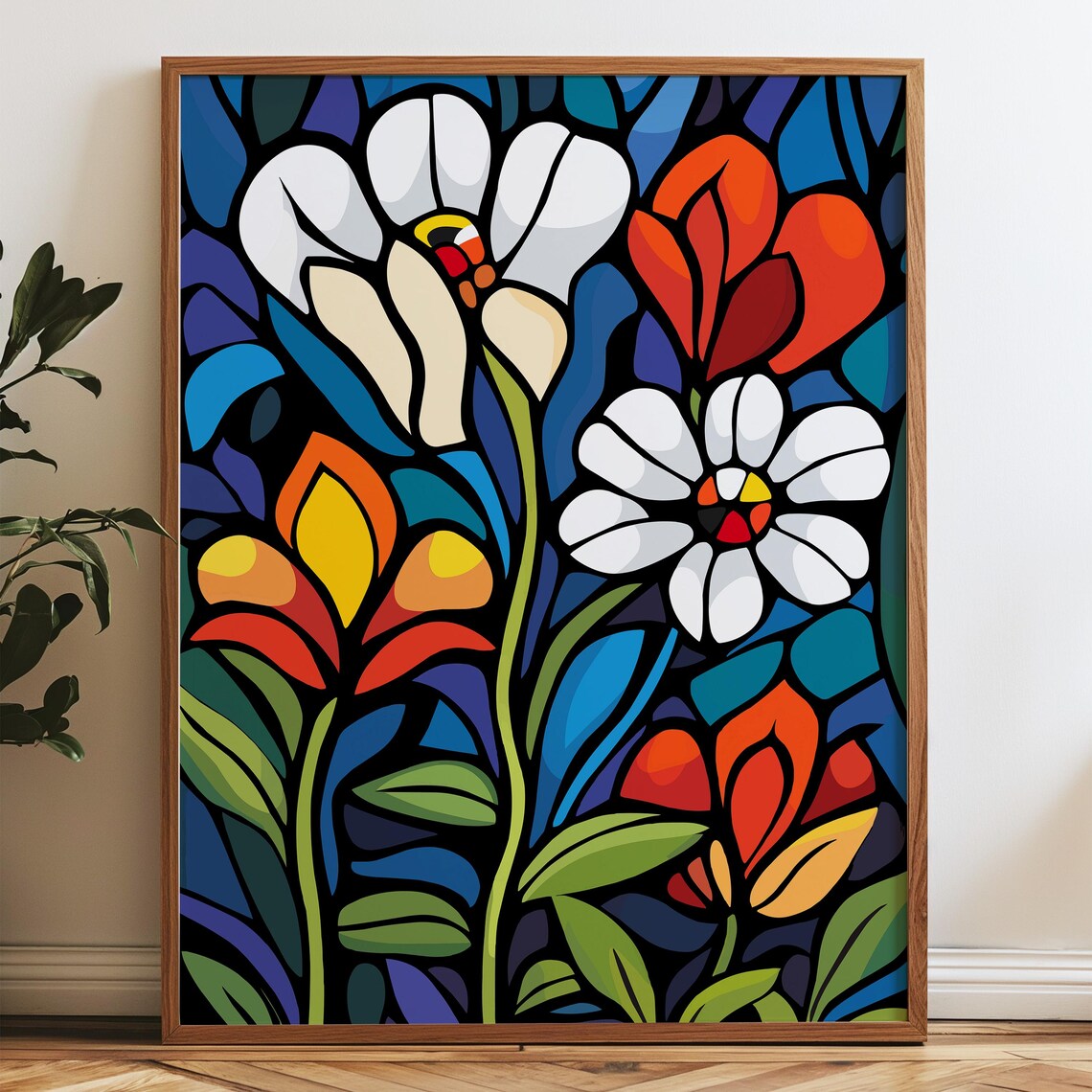 Mtis Floral Stained Glass Flower Art Print