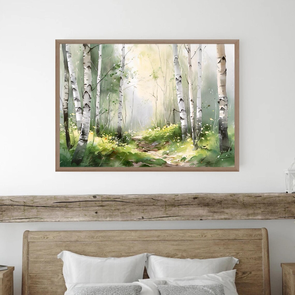 Birch Tree Forest Watercolor Print, Landscape Art - Image 3