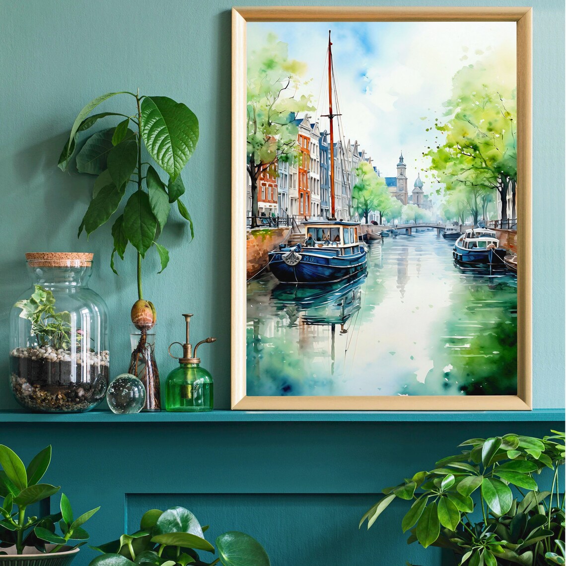 Amsterdam Canal Houses Watercolor Art Print - Image 3