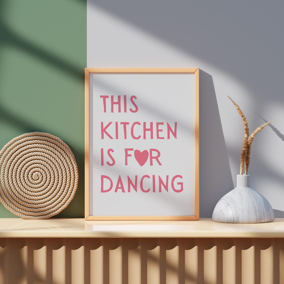 This Kitchen Is For Dancing Pink Heart Funny Quote Kitchen Print - Image 2