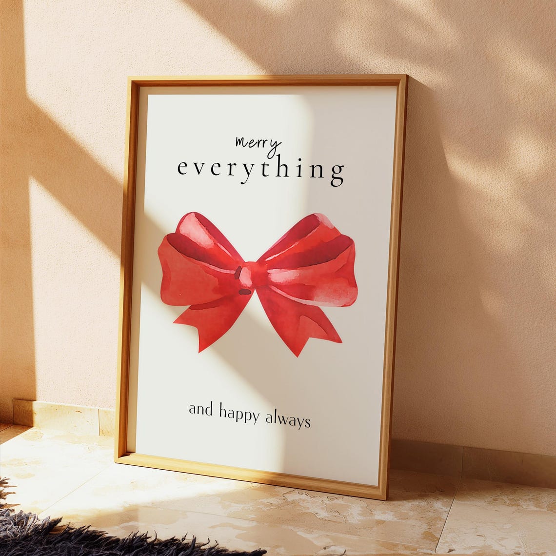 Merry Everything and Happy Always Red Bow Christmas Wall Art - Image 2