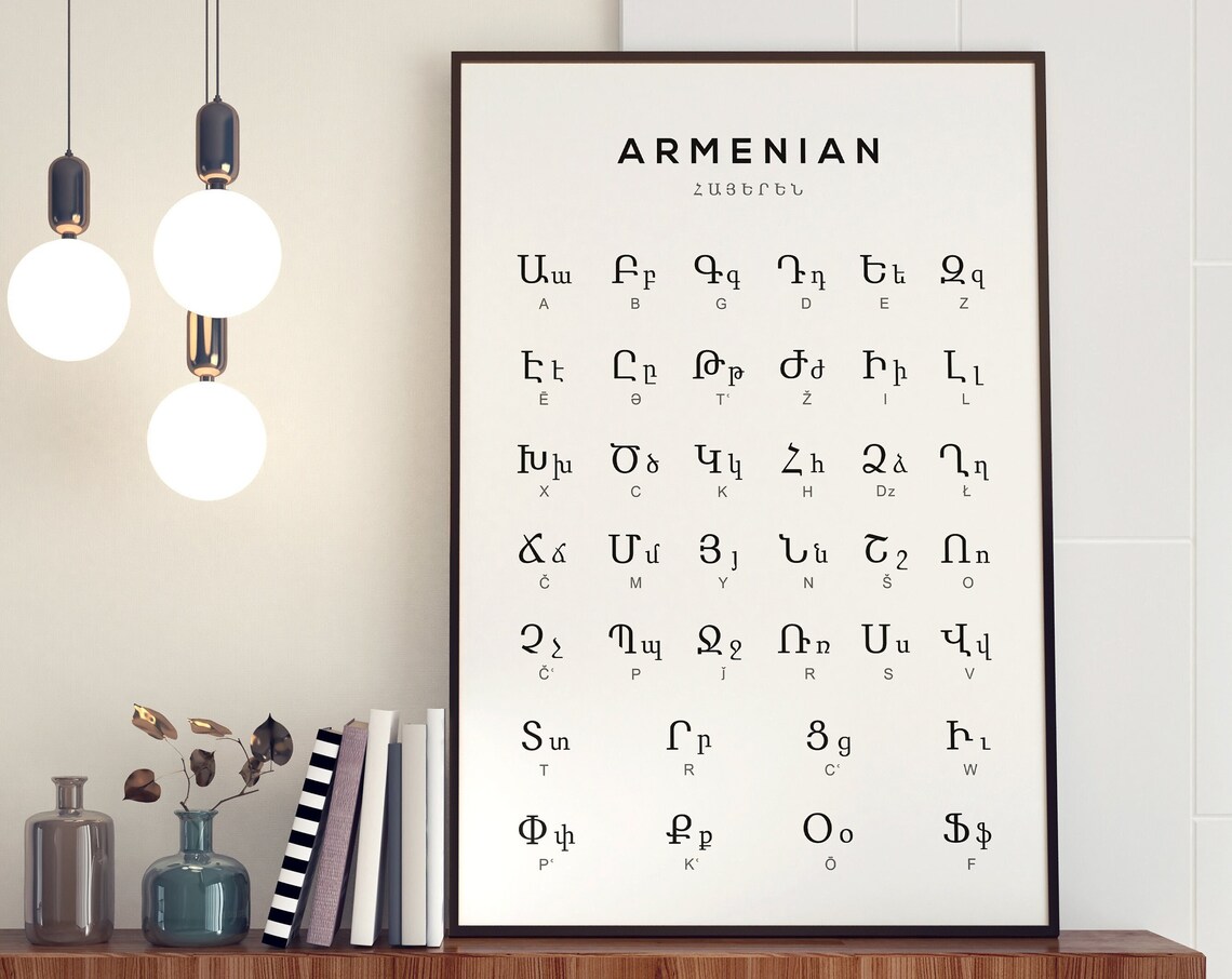 Armenian Alphabet Art Print, Armenia Poster