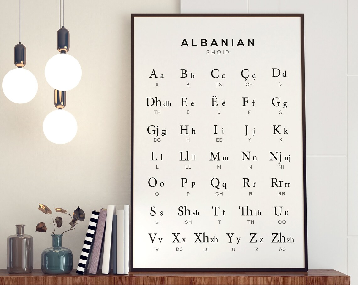 Albanian Alphabet Chart, Language Art Print