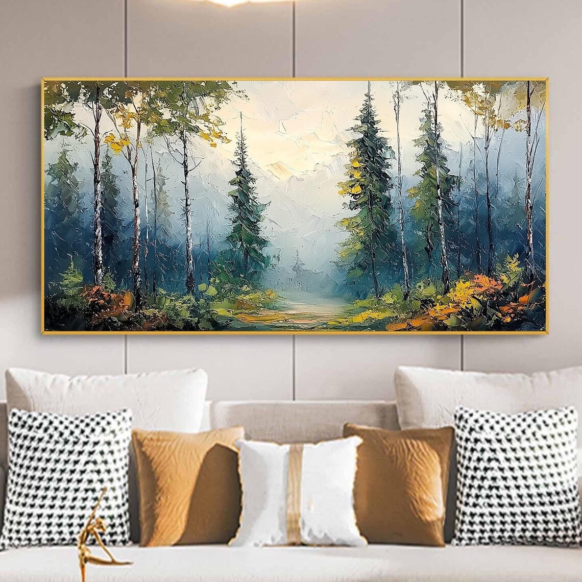 Original Forest Oil Painting On Green Tree Wall Art Abstract Forest Scenery Painting Custom Large Wall Art Living Room Home Decor