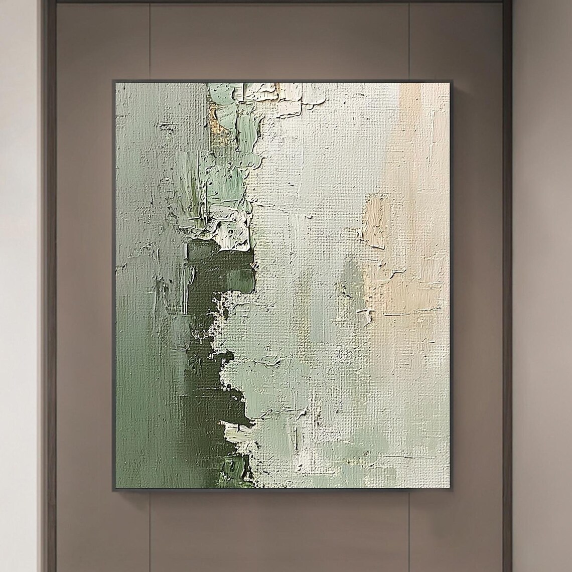Large Green Abstract Oil Painting, Minimalist Art Print - Image 5