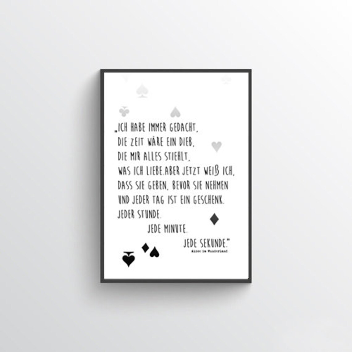 Alice in Wonderland German Time Quote Card Suits Book Art Poster
