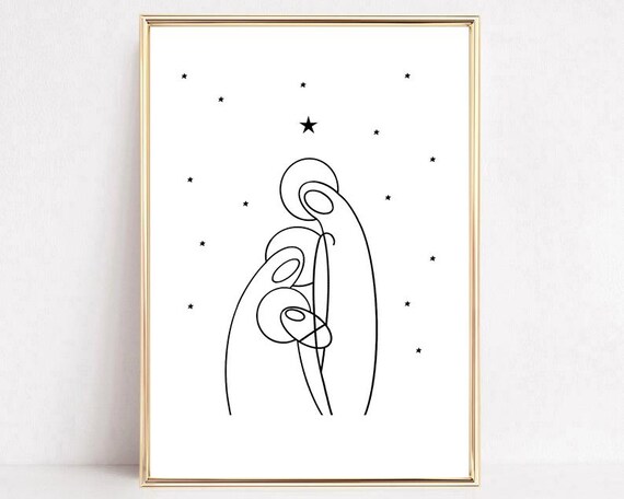 Holy Family Christmas Poster, Christian Holiday Art Print
