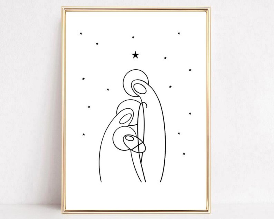 Holy Family Christmas Poster, Christian Holiday Art Print