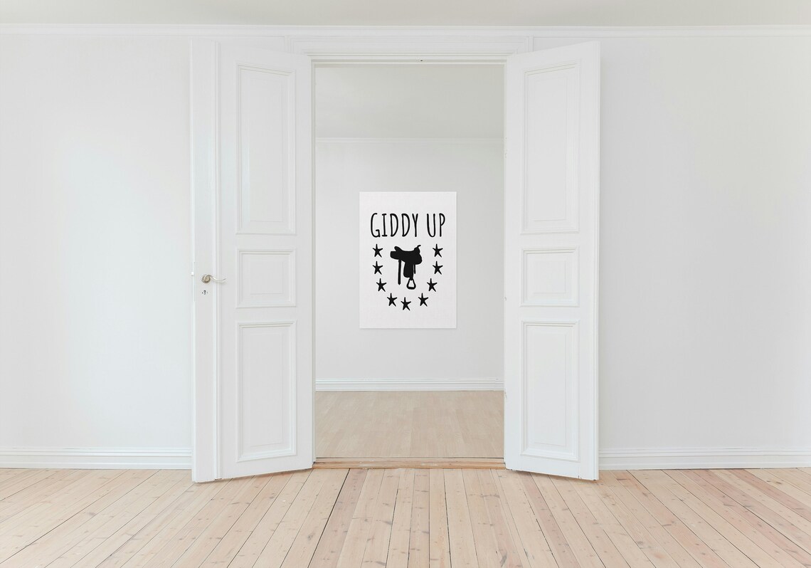 Giddy Up Cowboy Saddle Star Hand Lettered Western Nursery Decor Poster - Image 3