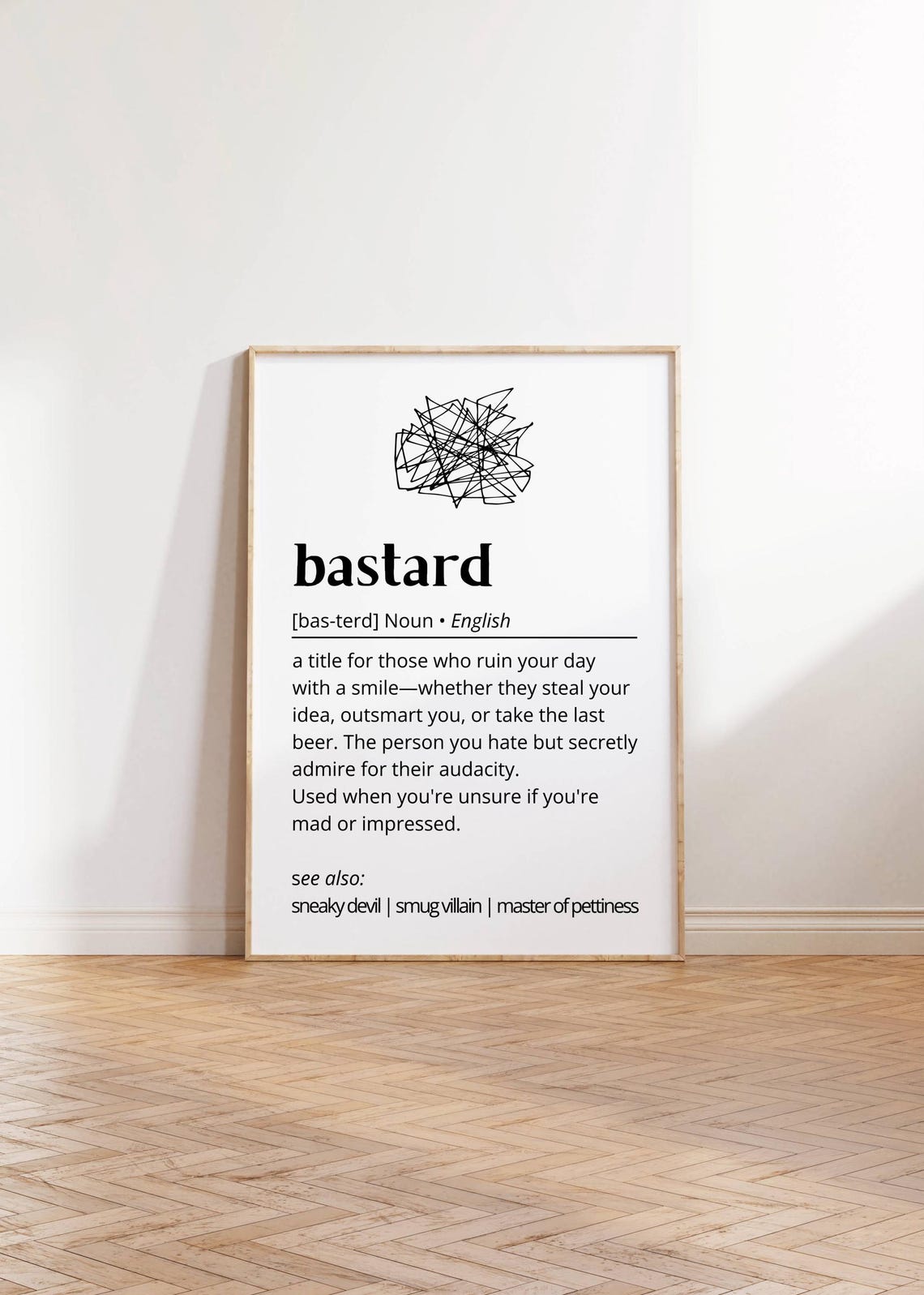 Bastard Definition Poster Funny Dictionary Style Minimalist Wall Decor - Image 3