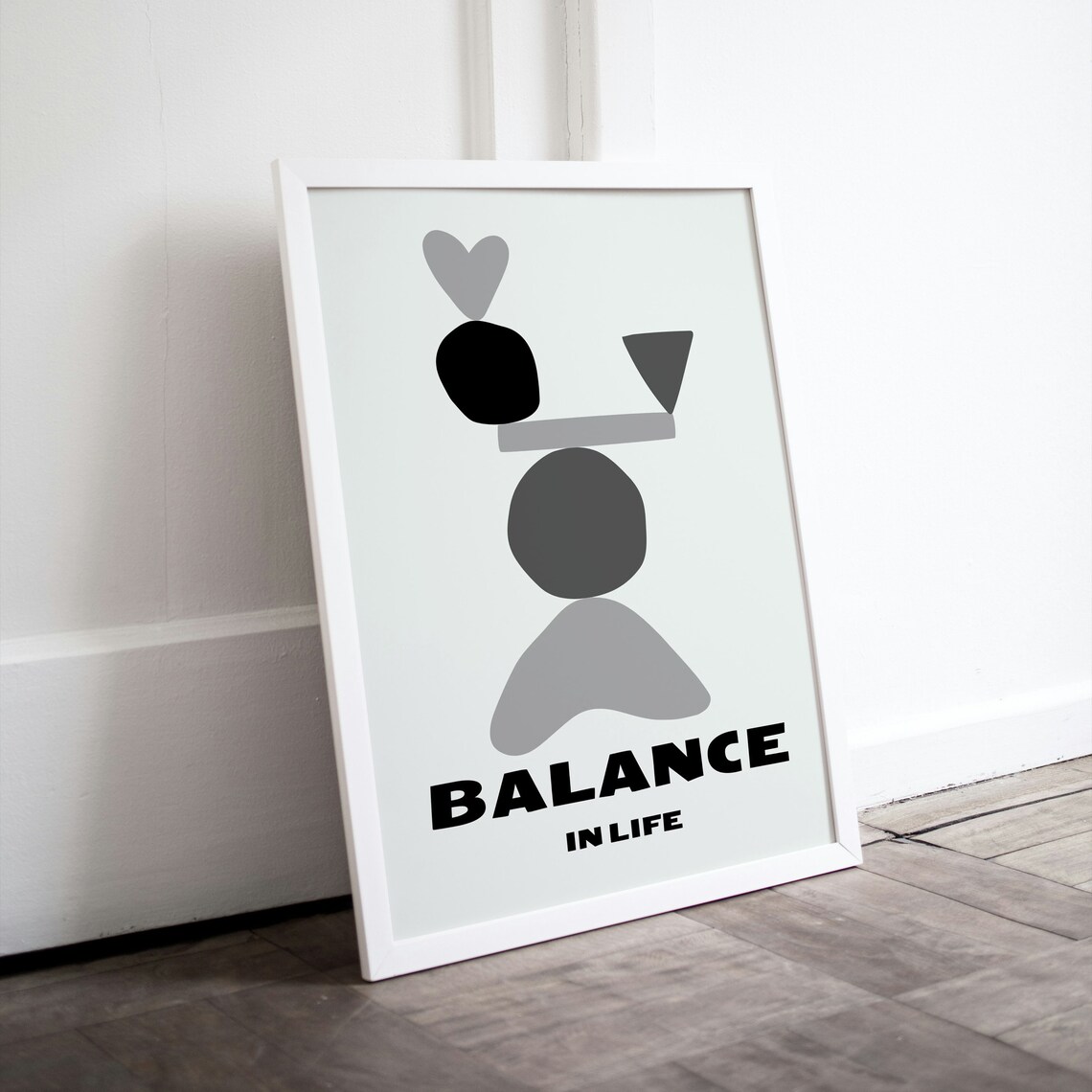 Balance in Life Abstract Shapes White Background Modern Minimal Poster