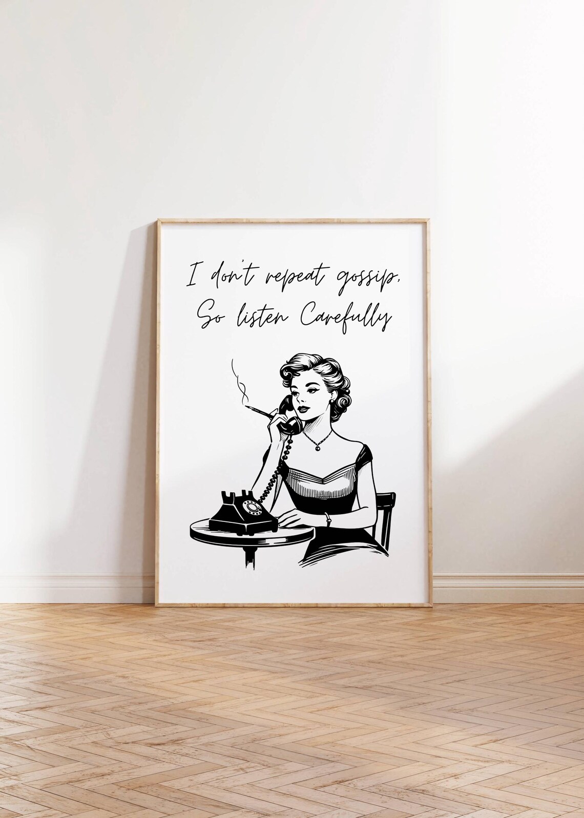 I Dont Repeat Gossip Poster Vintage Retro Woman Telephone Funny Decor - Image 2