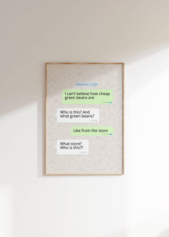 Funny WhatsApp Text Conversation Green Beans Wrong Number Humor Poster