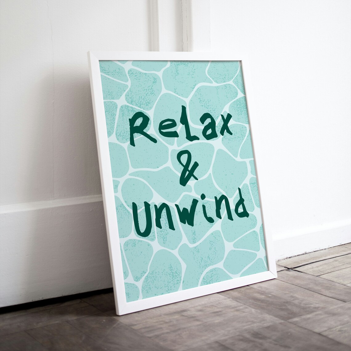 Relax And Unwind Teal Water Ripple Calm Spa Style Wall Poster - Image 2