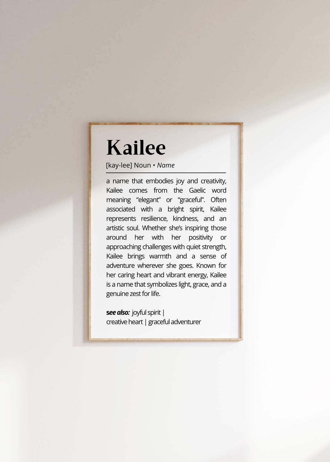 Kailee Name Definition Dictionary Meaning Personalized Poster