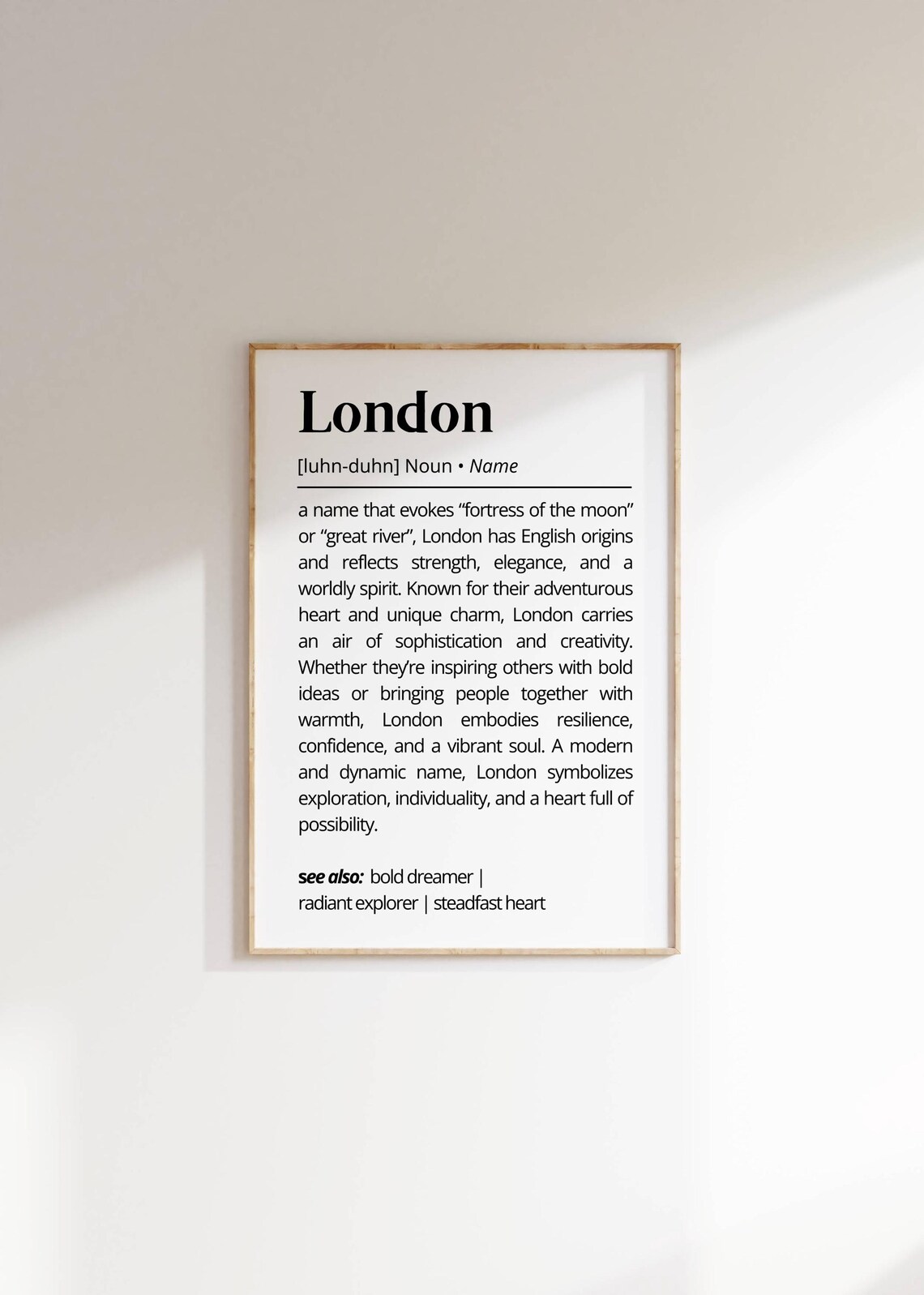 London Name Definition Minimalist Typography Art Print