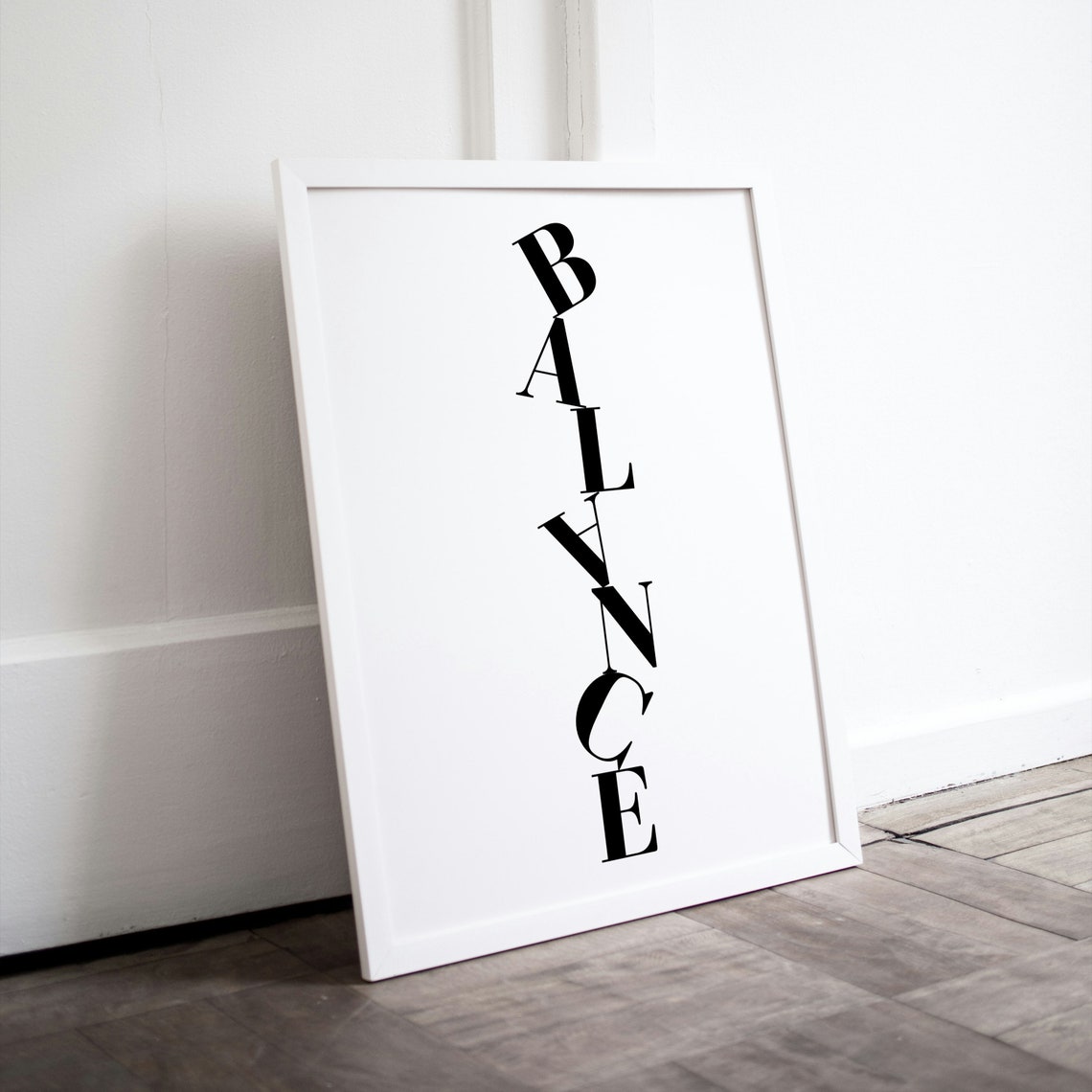 Balance Wavy Vertical Typography Black White Minimalist Motivational Art Poster - Image 3
