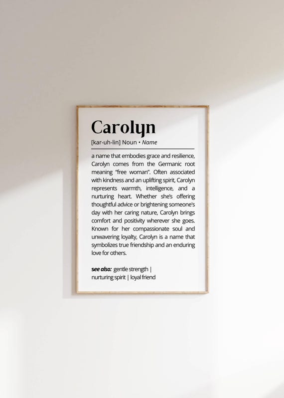 Carolyn Name Definition Wall Art Personalized Inspirational Name Meaning Decor Gift For Her Custom Name Typography As Art Poster