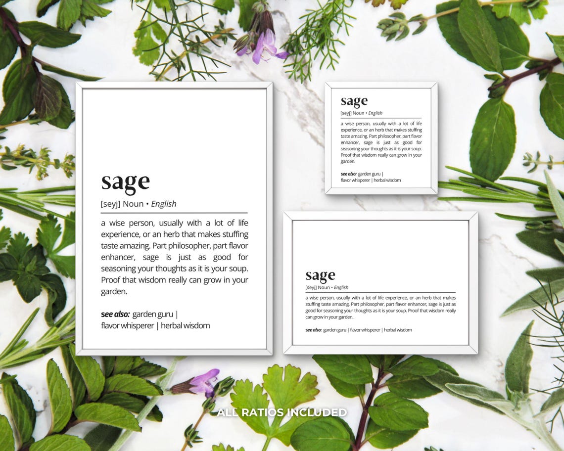 Sage Definition Wise Herb Garden Wisdom Dictionary Style Wall Art - Image 3