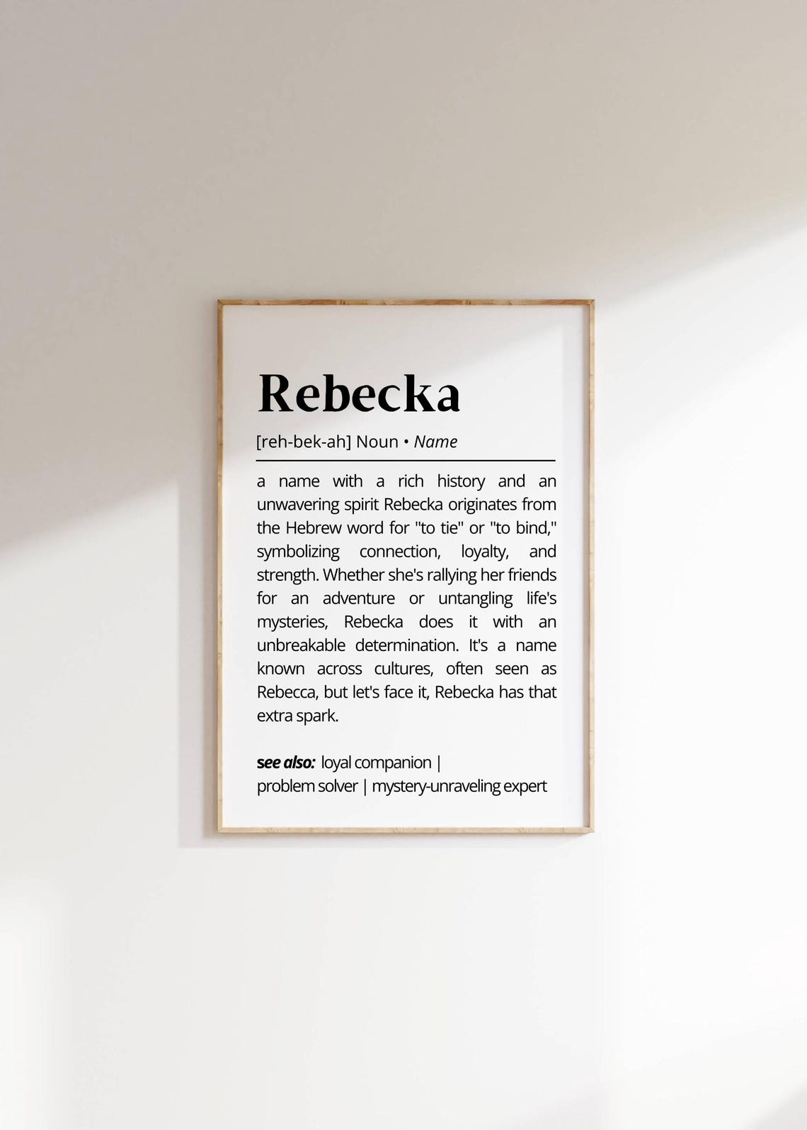 Custom Rebecka Name Definition Wall Art Personalized Name Meaning Poster Unique Gift Minimalist Decor Modern Typography Art Print
