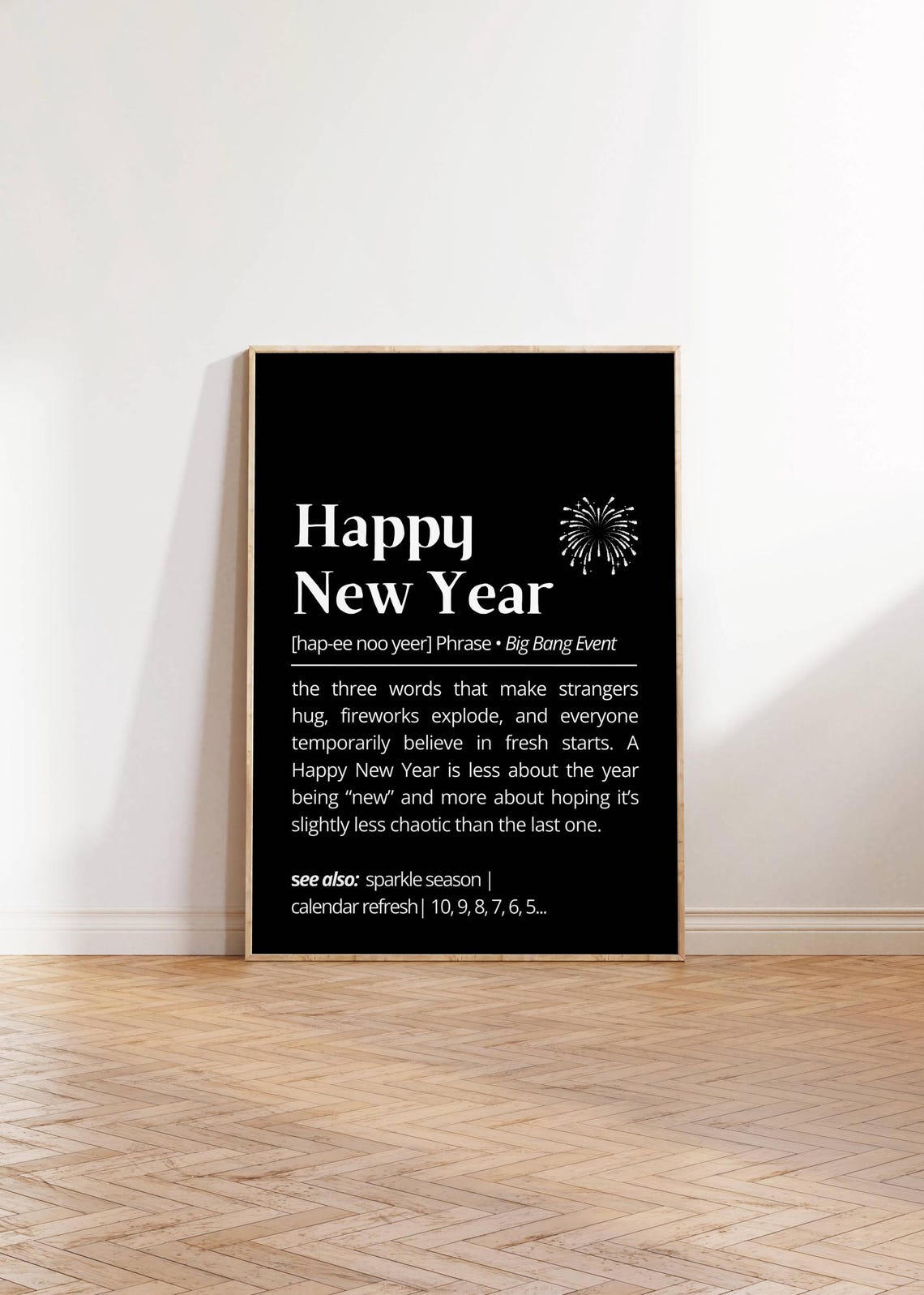 Funny Happy New Year Dictionary Definition Quote Black Print - Image 4