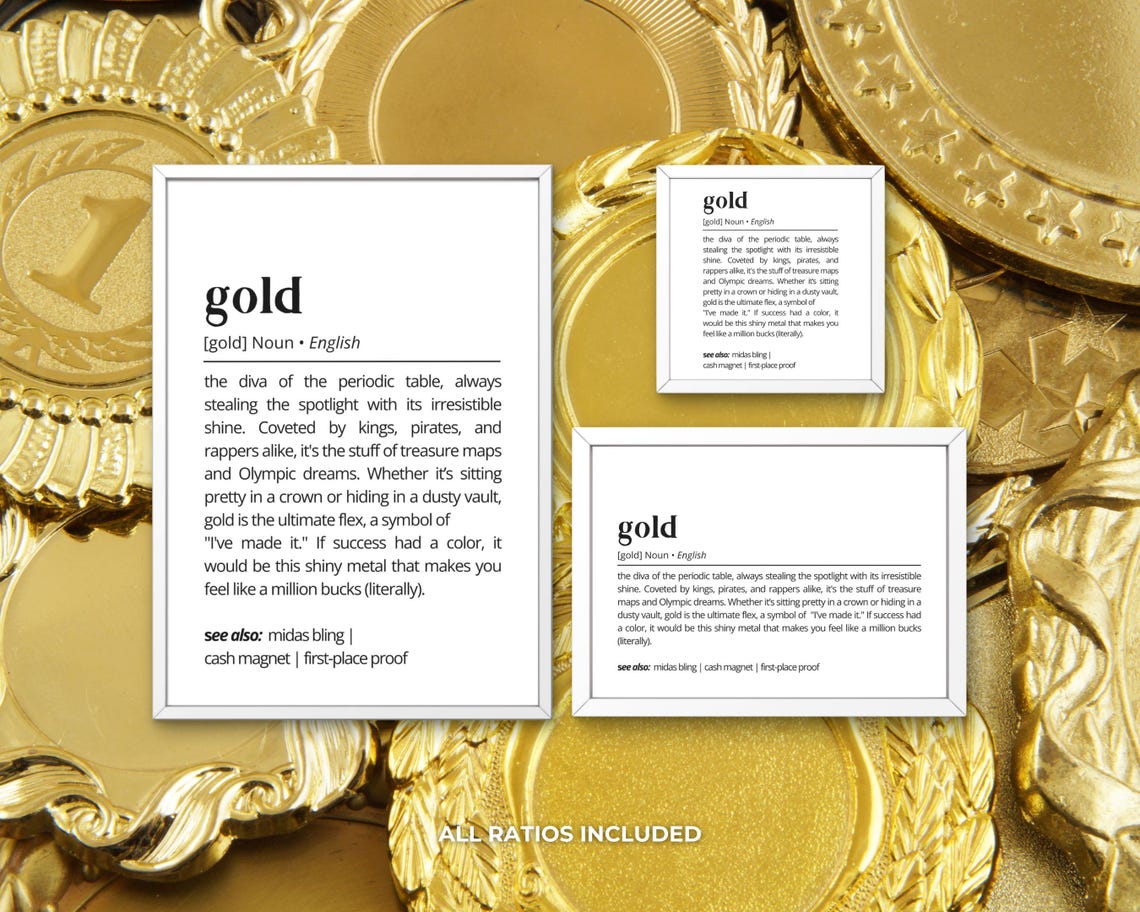 Gold Funny Dictionary Definition Poster Metal Bling Decor Gift - Image 3