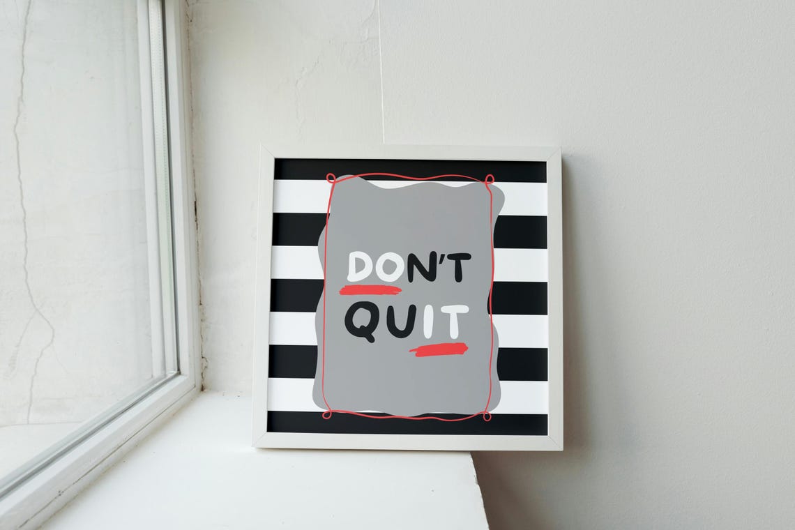 Dont Quit Retro Striped Hand Drawn Motivational Typography Poster - Image 2
