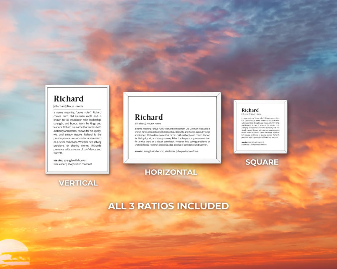 Richard Name Definition Wall Art Modern Name Quote Print Personalized Name Gift For Men Inspiring Home Art Decor Minimalistic Name Poster - Image 3