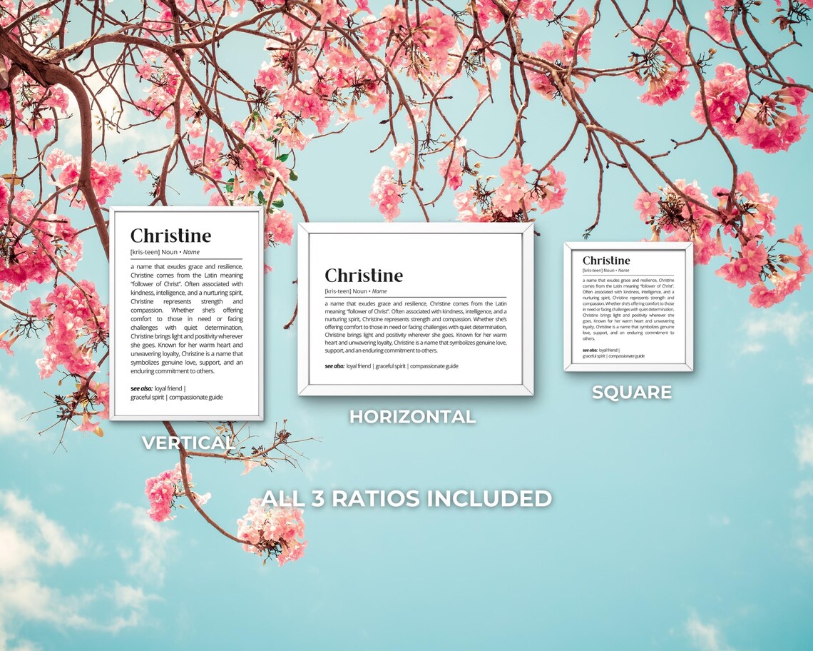 Christine Name Definition Poster Latin Follower of Christ Minimalist Decor - Image 3