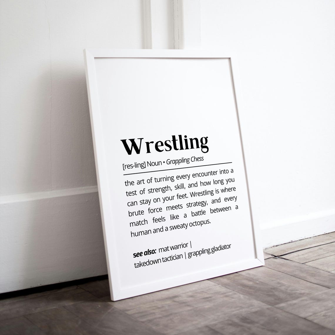 Wrestling Dictionary Definition Funny Grappling White Quote Print - Image 3