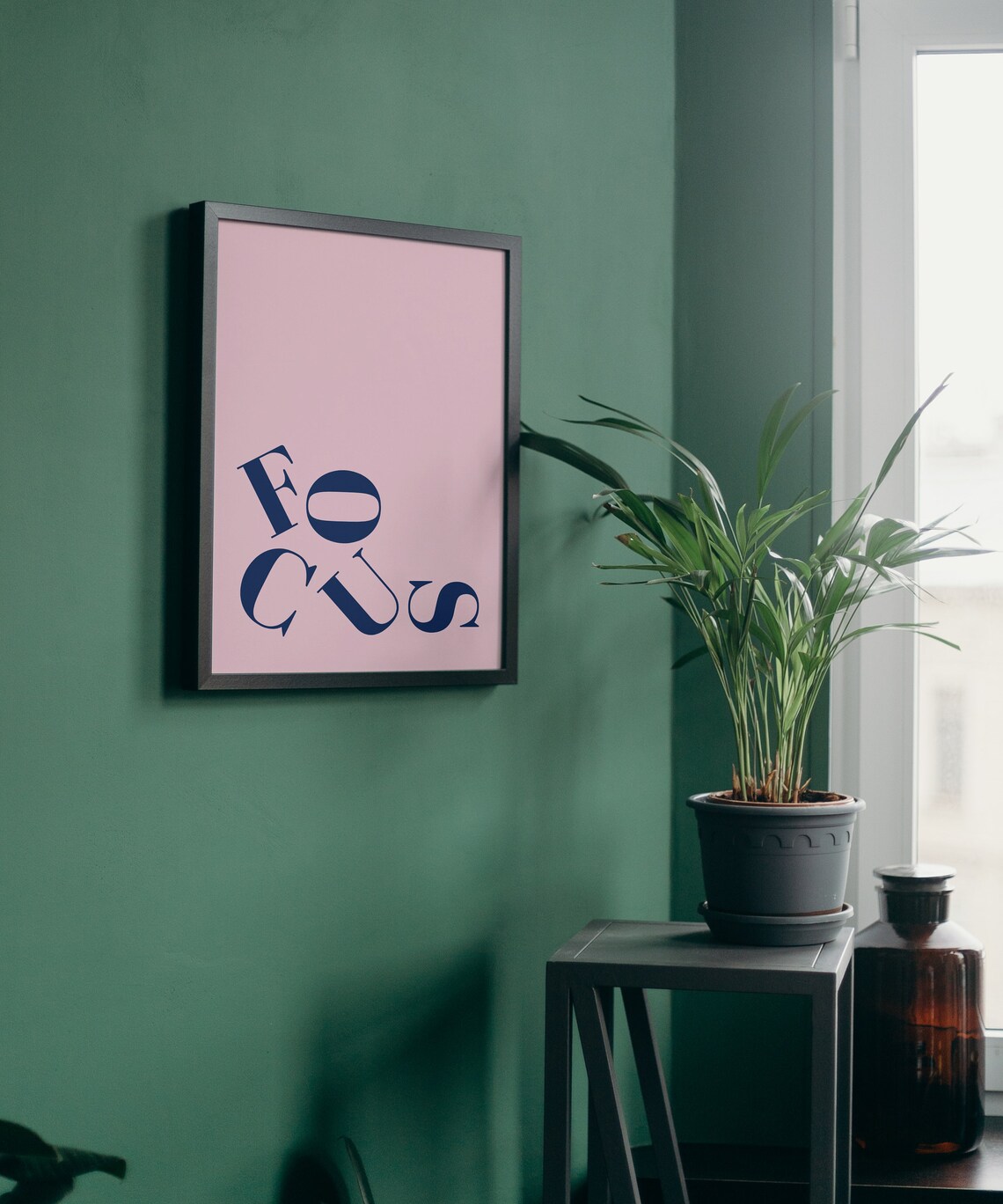 Focus Wavy Typography Navy Pink Minimalist Motivational Word Art Poster - Image 2