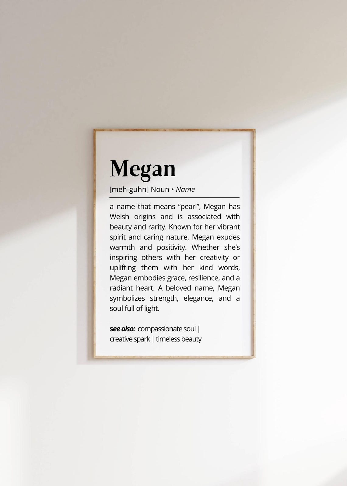 Megan Name Definition Dictionary Meaning Personalized Poster