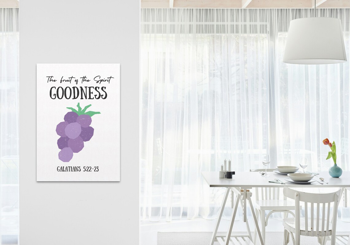 Fruit of the Spirit Goodness Purple Grapes Bible Verse Decor Poster - Image 3