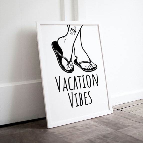 Vacation Vibes Flip Flop Feet Minimalist Summer Beach House Poster