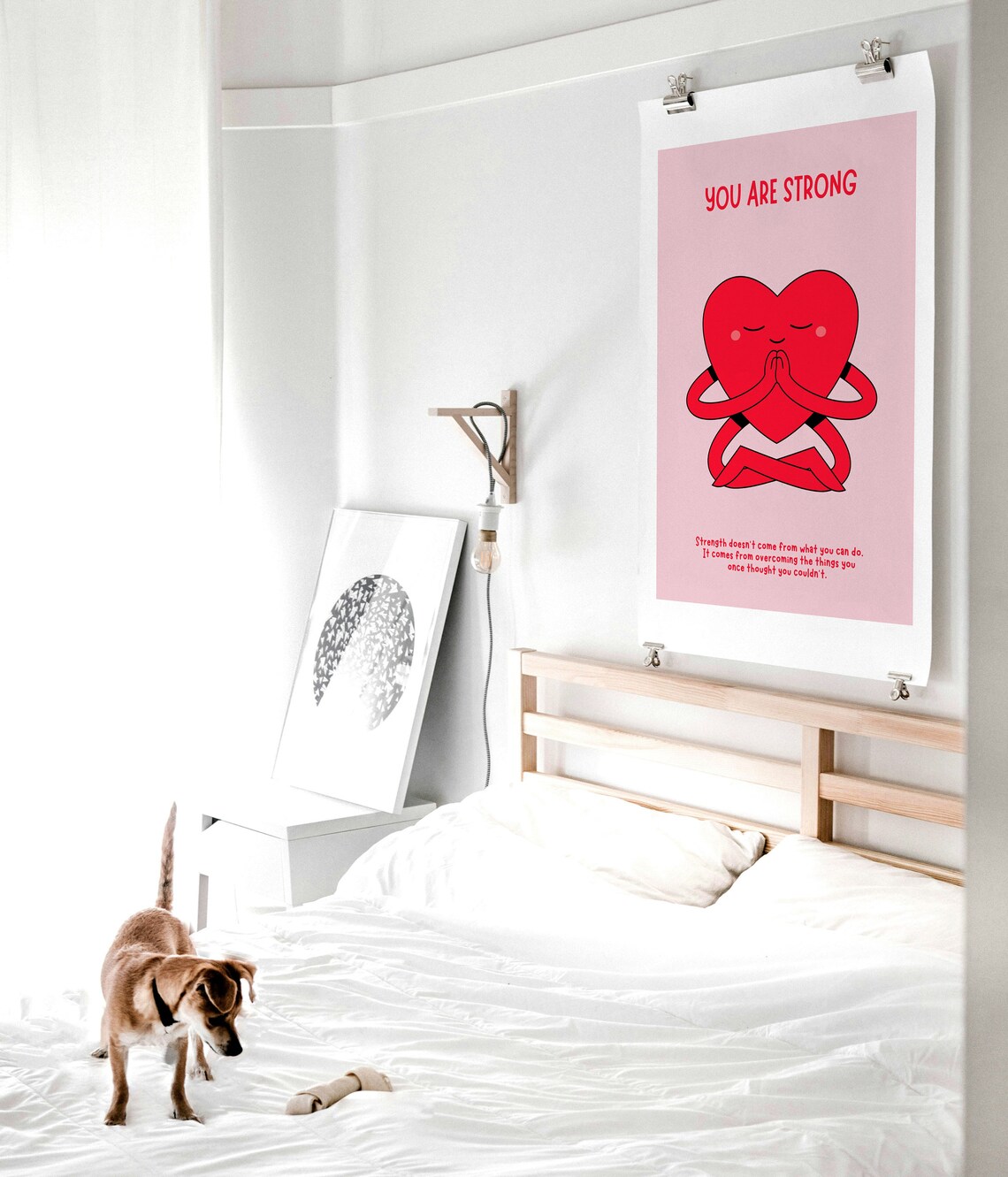 You Are Strong Meditating Heart Pink Inner Strength Quote Poster - Image 3