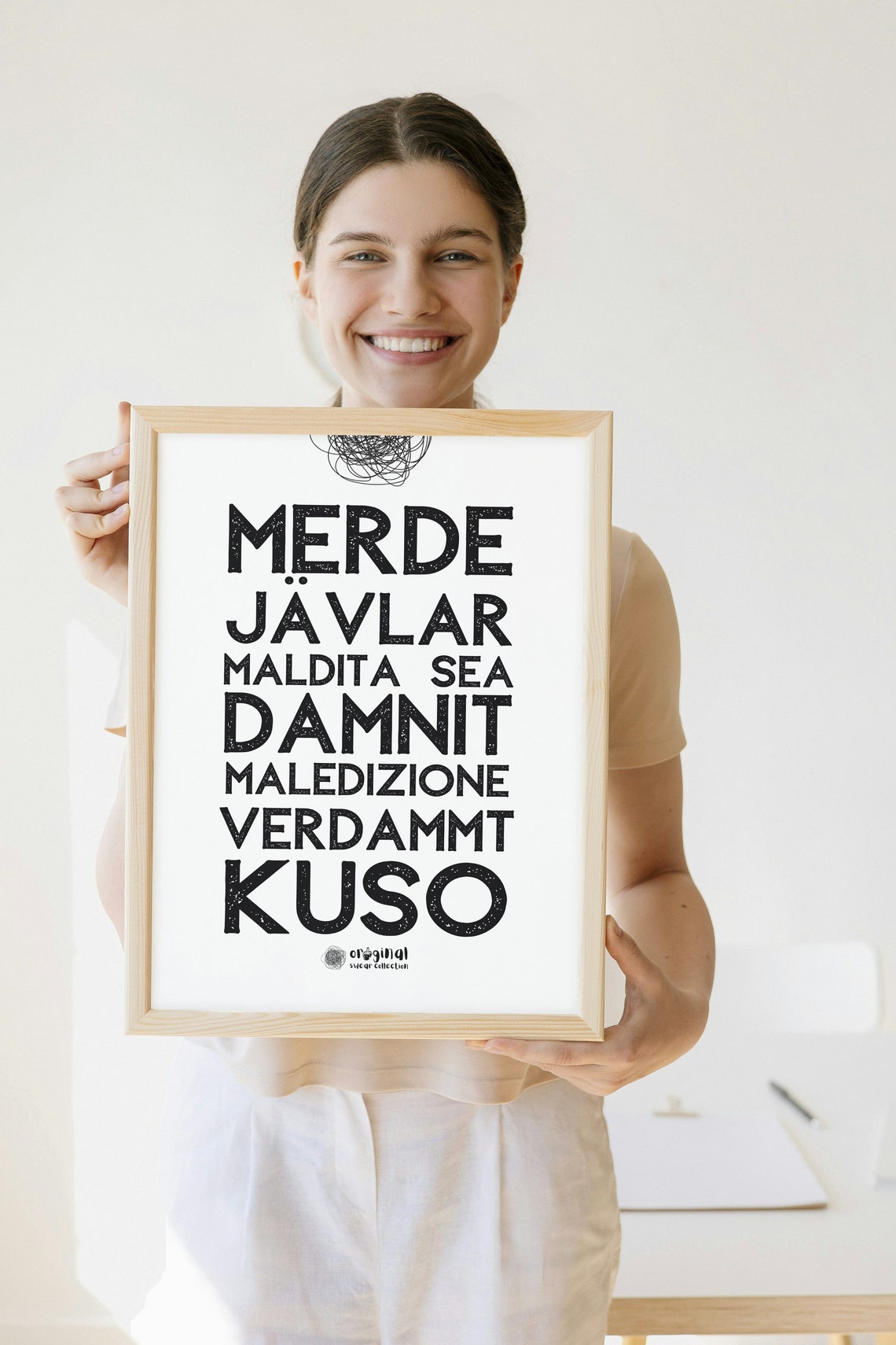 Merde Damnit Kuso Funny Multilingual Swear Words Rude Joke Poster - Image 2