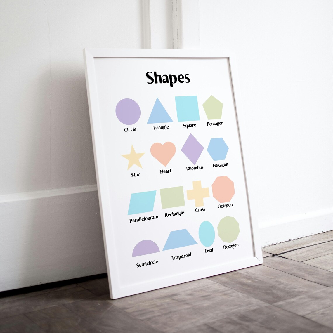 Shapes Learning Chart Poster For Kids With 16 Colorful Geometric Shapes - Image 3