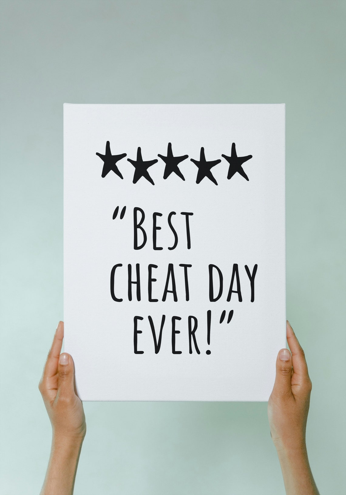 Best Cheat Day Ever Five Star Funny Kitchen Quote Black White Poster - Image 2