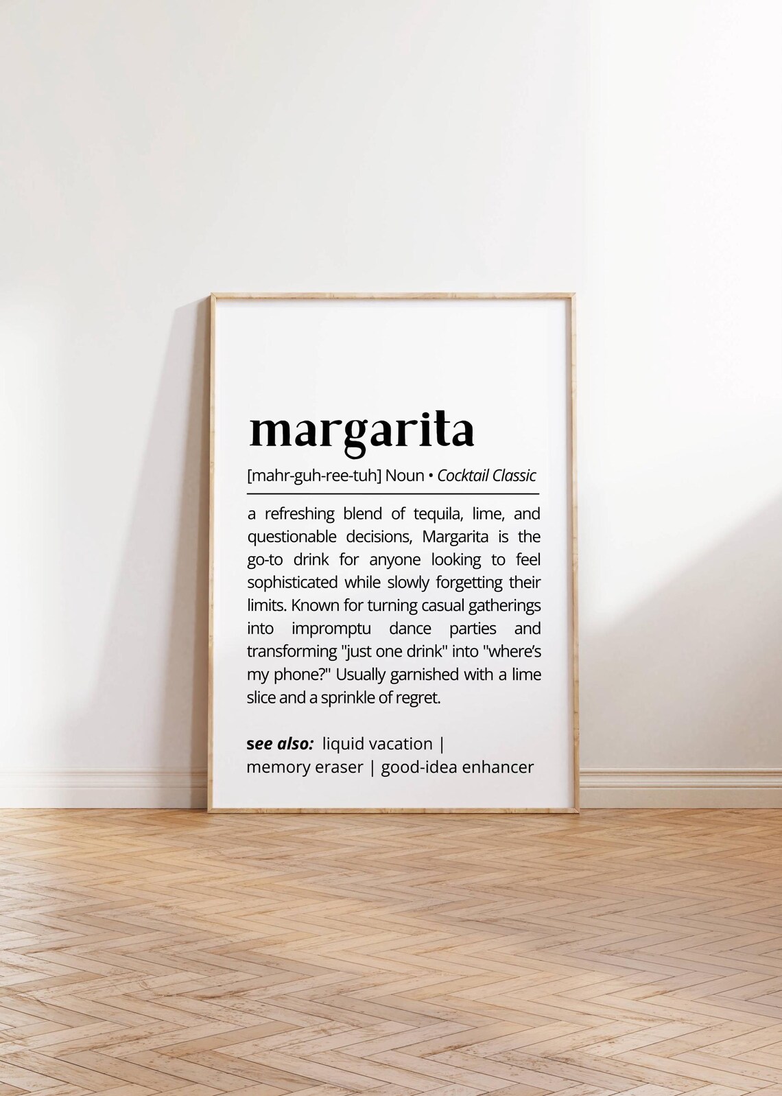 Margarita Definition Funny Cocktail Classic Dictionary Style Humor Poster