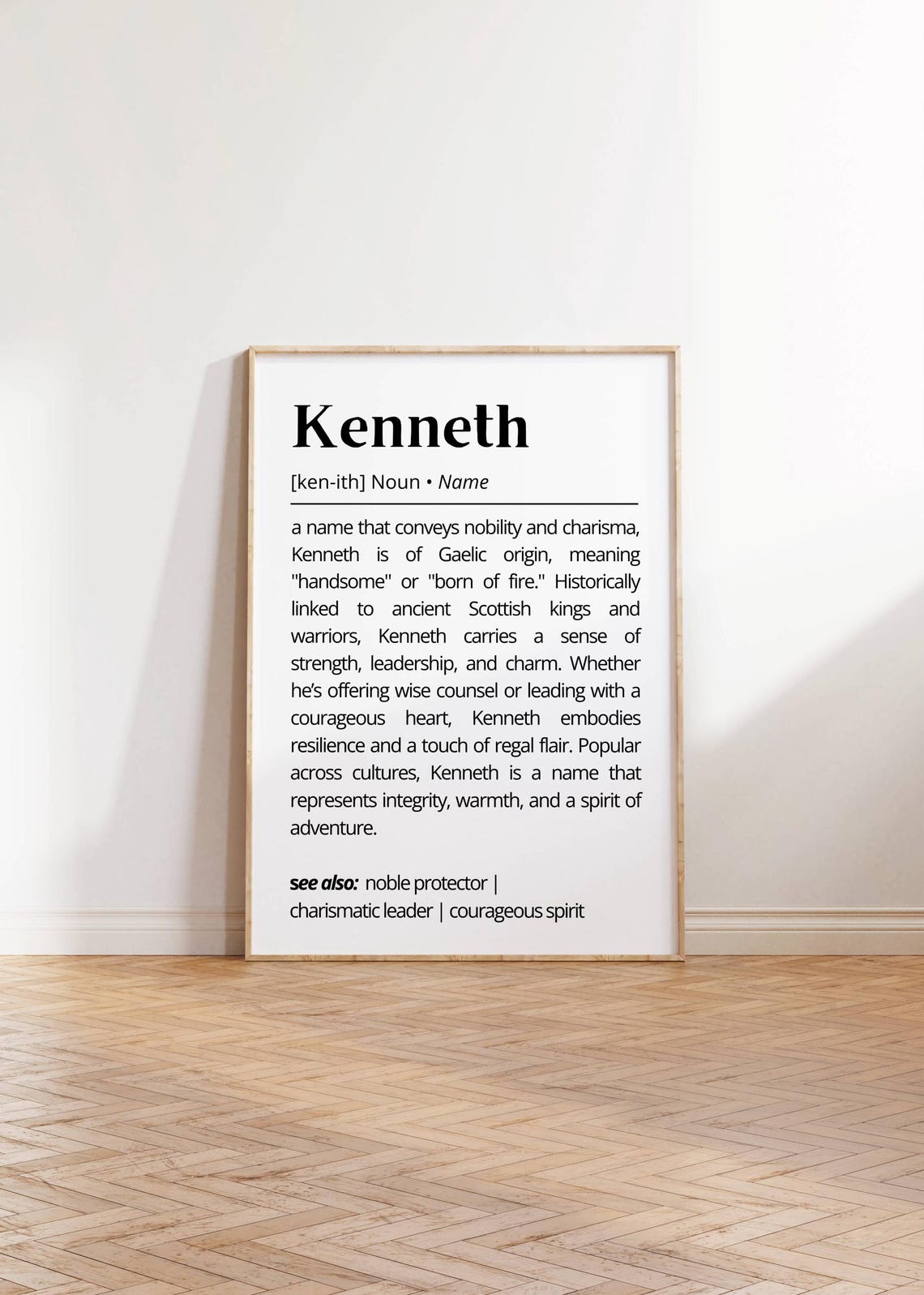 Kenneth Name Definition Print Personalized Meaning Noble Gift Art