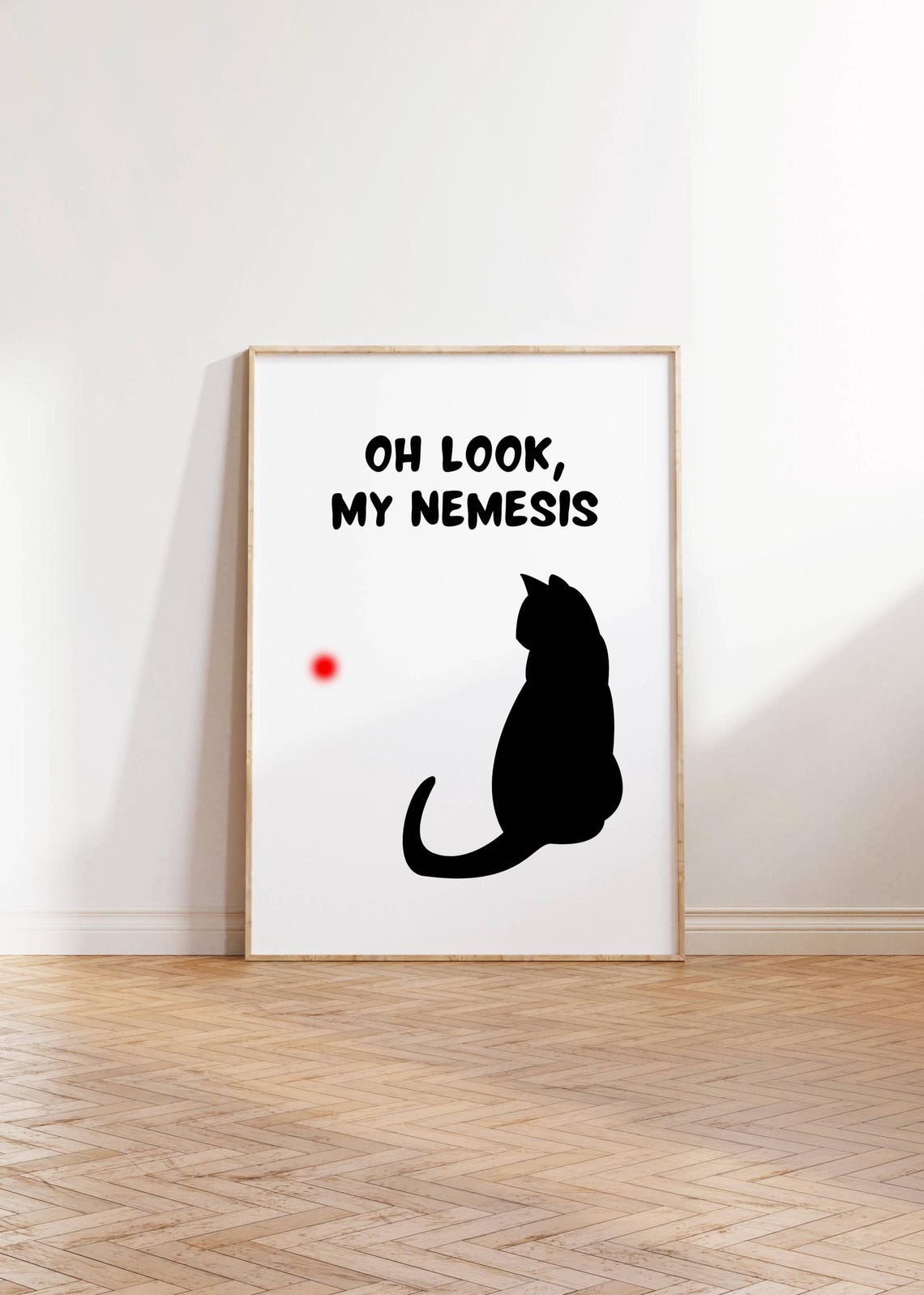 Funny Black Cat Nemesis Laser Dot Minimalist Silhouette Humor Poster - Image 2