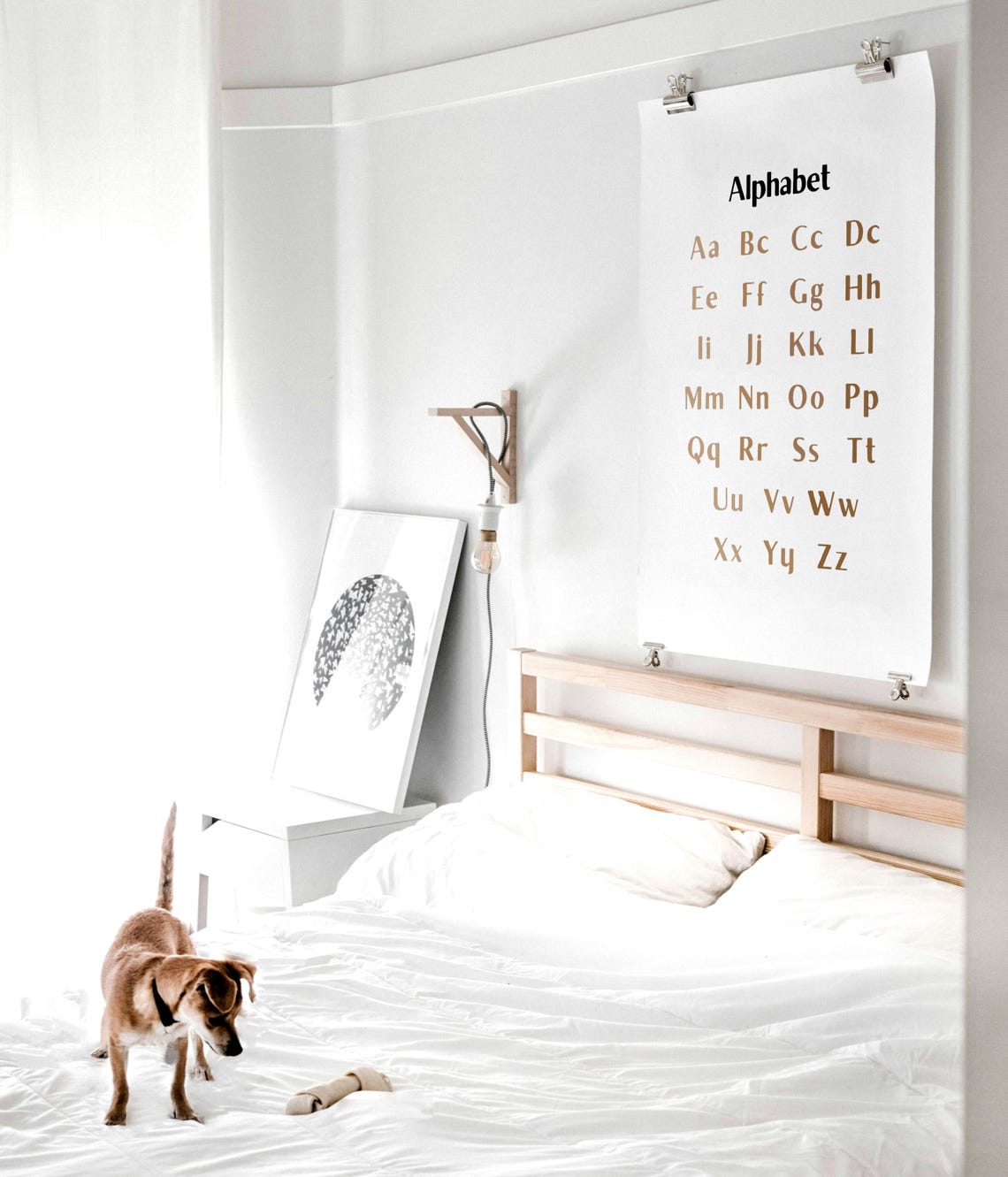 Alphabet Chart Upper Lowercase Tan Letters Minimalist Kids Poster - Image 3